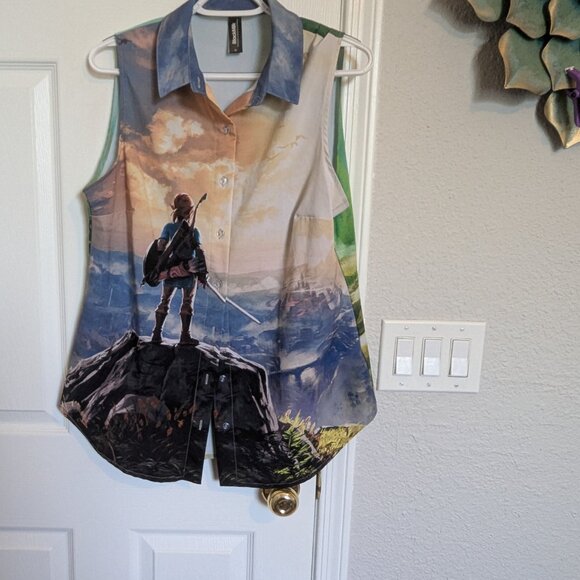 Legend of Zelda Blackmilk Multicolor Graphic Button Down Shirt - Picture 4 of 9